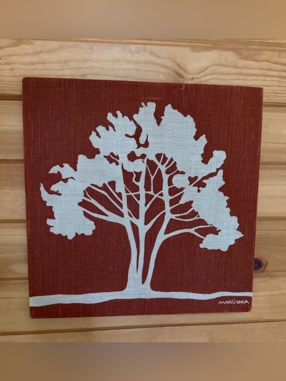 1970s Maruska 13”x13” Screen Print on Cotton Canvas “Tree Silhouette”